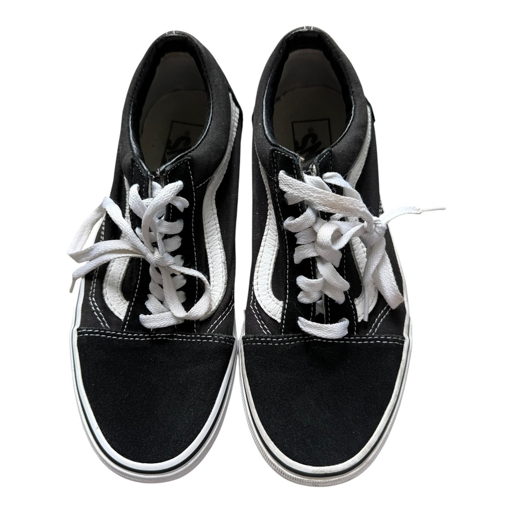 Vans Black White Canvas Stripe Old Skool Lace Up Sneakers Shoes Mens 6.5 - Picture 2 of 11